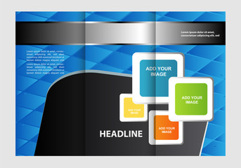 Vector empty tri-fold brochure print template design, trifold bright booklet or flyer
