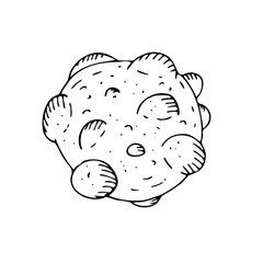 vector isolated element, black and white coronavirus virus without background in doodle style