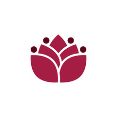 Pink Lotus icon isolated on white background. Lotus icon in trendy design style