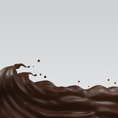 Chocolate splash drop, isolated on Blue background, 3d illustration