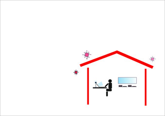 Work from home in COVID-19.Social distancing company allow employee work at home.illustrator.