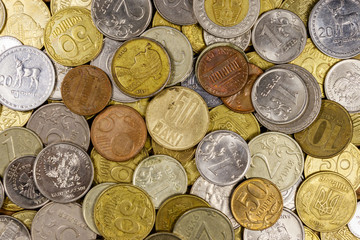 Background of various coins from different countries