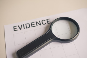 Magnify and evidence form investigation crime.