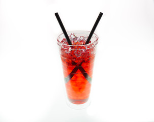 Colorful Kool-aide isolated against a white background