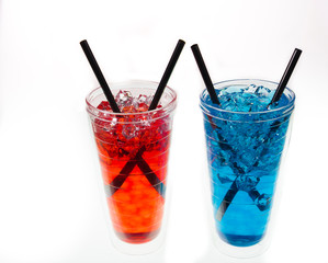 Colorful Kool-aide isolated against a white background