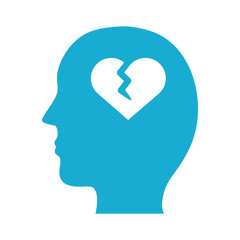 profile with heart break mental health silhouette style icon