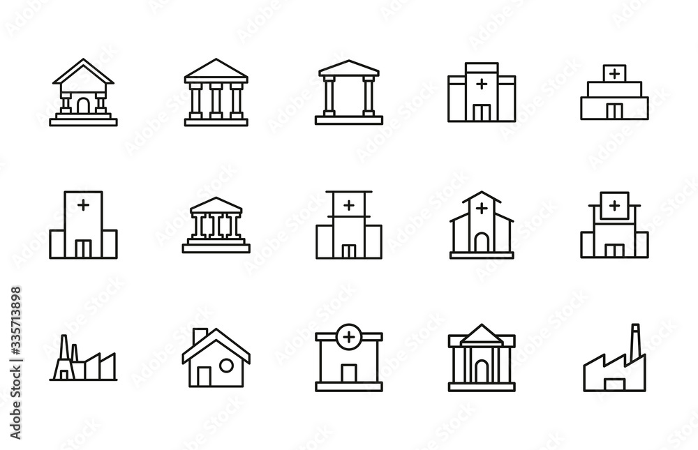 Poster simple set of architecture icons in trendy line style.