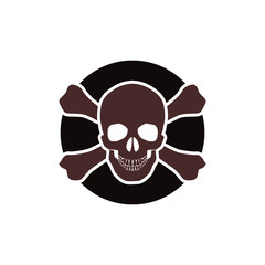 Skull and bones glyph icon isolated on white background