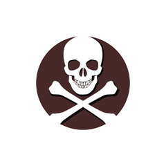 Skull and bones glyph icon isolated on white background
