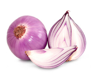 fresh red onion isolated on white background