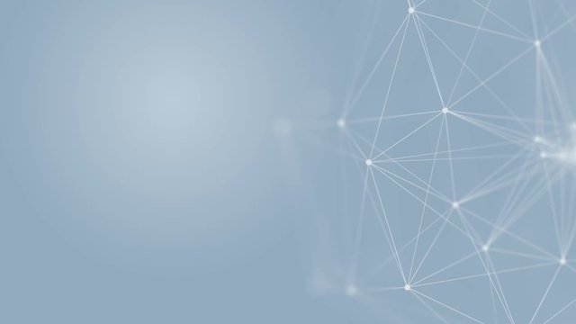 Abstract technology futuristic blue background plexus particle. White glow connection lines and dots. Business Concept. Medical, Science, Communications, Internet, Music, Game. 3d animation. 4K UHD