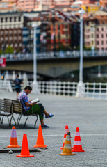 On the streets of the beautiful city of Bilbao. Basque country. Northern spain