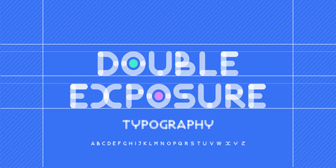 Modern alphabet creative rounded fonts. Typography urban round bold with dot double exposure font. vector illustration
