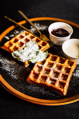 belgian waffles with dark beer