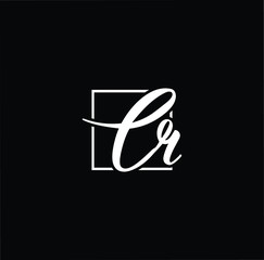 Minimal elegant monogram art logo. Outstanding professional trendy awesome artistic CR RC initial based Alphabet icon logo. Premium Business logo White color on black background