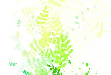 Fototapeta premium Light Green, Yellow vector doodle pattern with leaves.