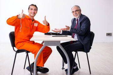 Young captive meeting with advocate in pre-trial detention