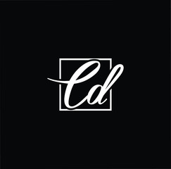 Minimal elegant monogram art logo. Outstanding professional trendy awesome artistic CD DC initial based Alphabet icon logo. Premium Business logo White color on black background