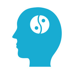 profile with Yin Yang symbol mental health silhouette style icon