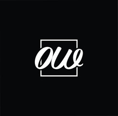 Minimal elegant monogram art logo. Outstanding professional trendy awesome artistic OW WO initial based Alphabet icon logo. Premium Business logo White color on black background