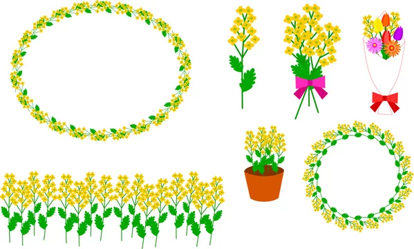 春の花 菜の花 リース 花束 イラストセット Stock Vector Adobe Stock