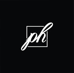 Fototapeta na wymiar Minimal elegant monogram art logo. Outstanding professional trendy awesome artistic PH HP initial based Alphabet icon logo. Premium Business logo White color on black background