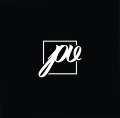 Minimal elegant monogram art logo. Outstanding professional trendy awesome artistic PV VP initial based Alphabet icon logo. Premium Business logo White color on black background