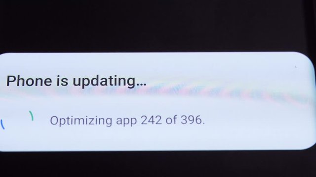 Smartphone screen updating new program version