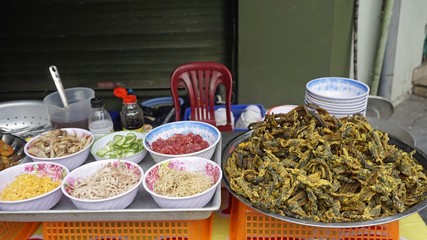 street market scene in hanoi