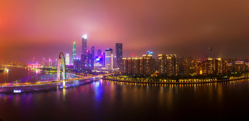 Fototapeta na wymiar Night view of the skyline in Guangzhou, China