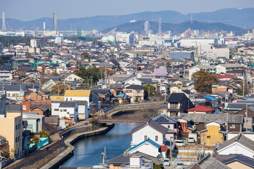 Obraz premium Cityscape of Marugame city , Kagawa, Shikoku, Japan 