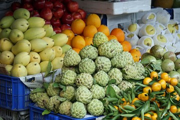colorful food market in hue
