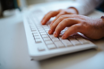 
Businessman typing on keyboard in the office. Businessman at work