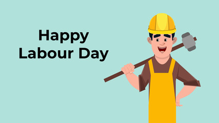 Happy labour day banner illustration