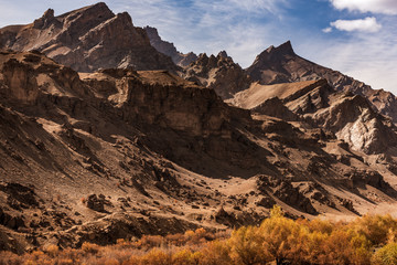 view of the Ladakh Range of Mountains from Leh in India