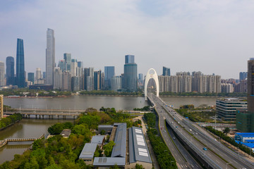 Aerial photos of CBD on both sides of Pearl River in Guangzhou, China