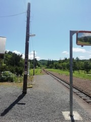 Fototapeta na wymiar railroad crossing sign　japan niseco 日本　比羅夫駅