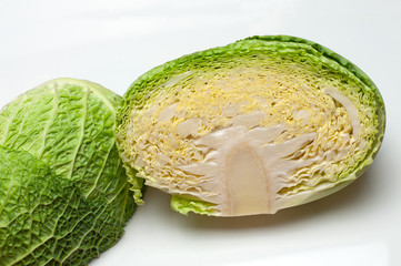 Obraz premium head of a savoy cabbage cut in half