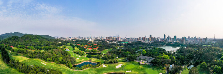 Luhu Park and Guangzhou city skyline, Guangzhou, China