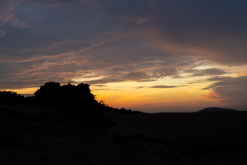 sunset over the mountains mui ne vietnam asia