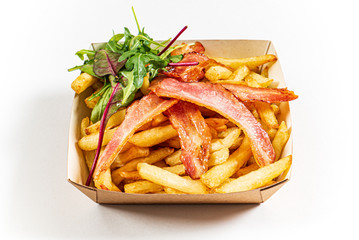 french fries with bacon, take away food