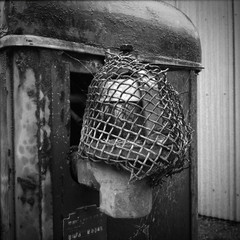 Close up detail of an old abandoned broken down Petrol Pump in the west coast Tasmanian mining town...