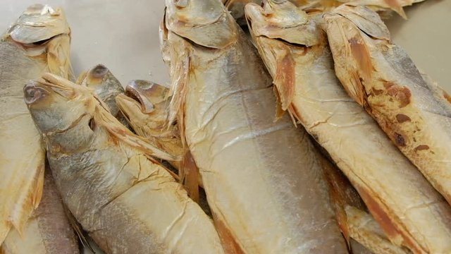 Traditional process of making salted dried threadfin fish, local premium product of Pattani.