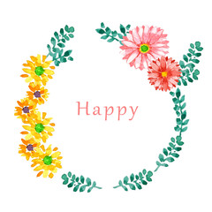 花　水彩　フレーム