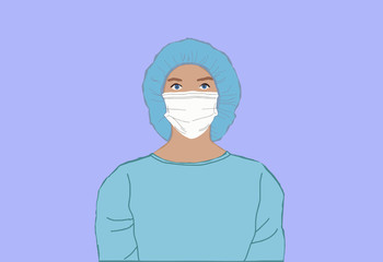 Vector illustration of a doctor in a medical mask. The concept of health care.