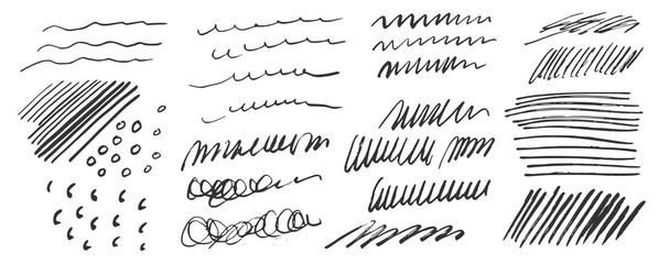 Vector hand drawn messy scribbles set - obrazy, fototapety, plakaty