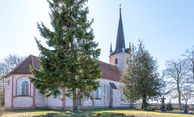 curch in countryside estonia europe
