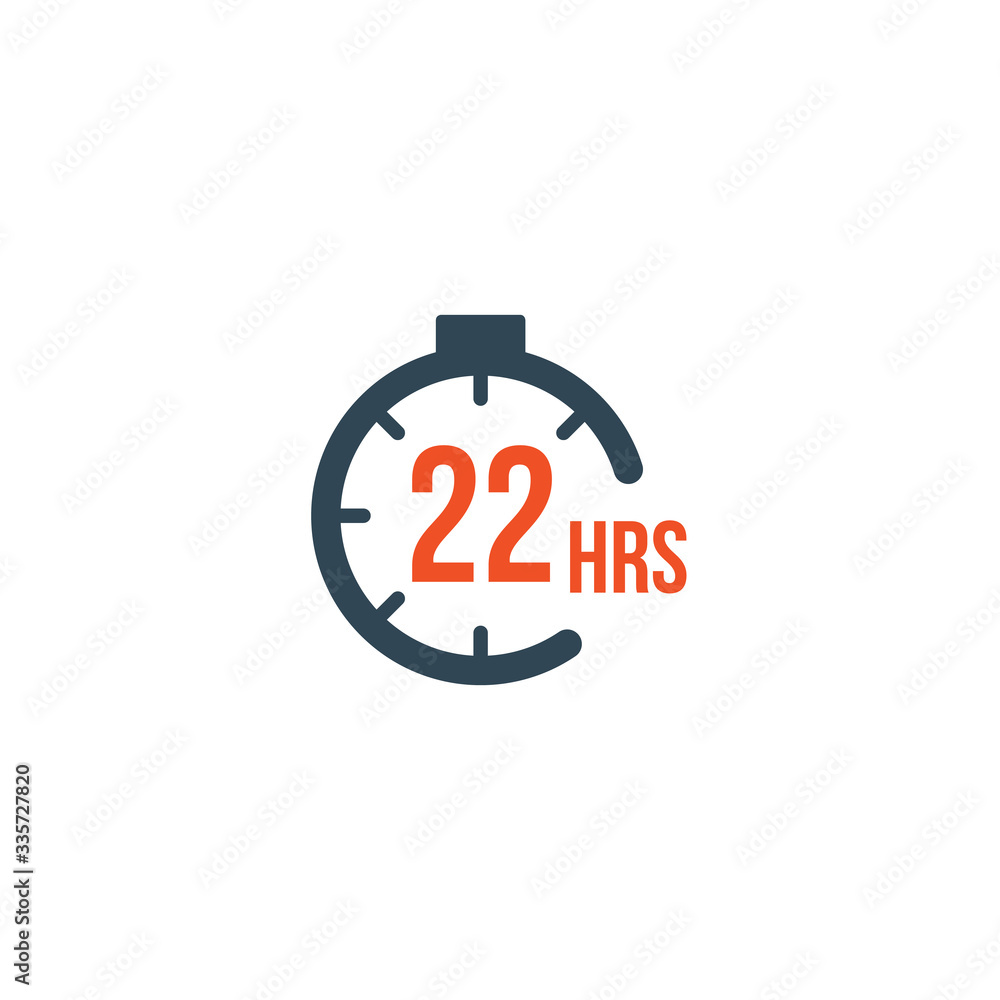 Poster 22 hours round timer or countdown timer icon. deadline concept. delivery timer. stock vector illustr