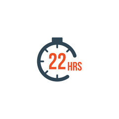 22 hours round timer or Countdown Timer icon. deadline concept. Delivery timer. Stock Vector illustration isolated on white background.