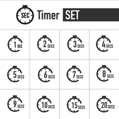 Timer and seconds Countdown Timer icon set. time interval icons. Stopwatch and time measurement. Stock Vector illustration isolated on white background.
